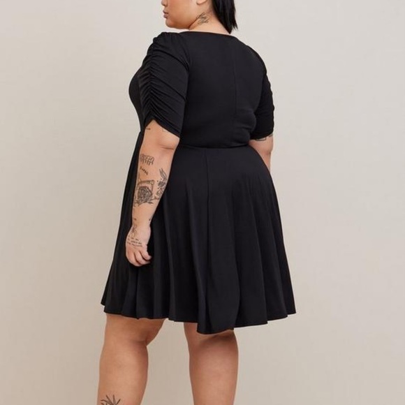 TORRID MINI STUDIO KNIT CINCH FRONT SKATER DRESS - Picture 2 of 10